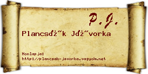 Plancsák Jávorka névjegykártya